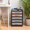 IRIS USA 5 Drawers 12” x 12” Scrapbook Plastic Rolling Storage Cart with Organizer Top with Casters, Black/White